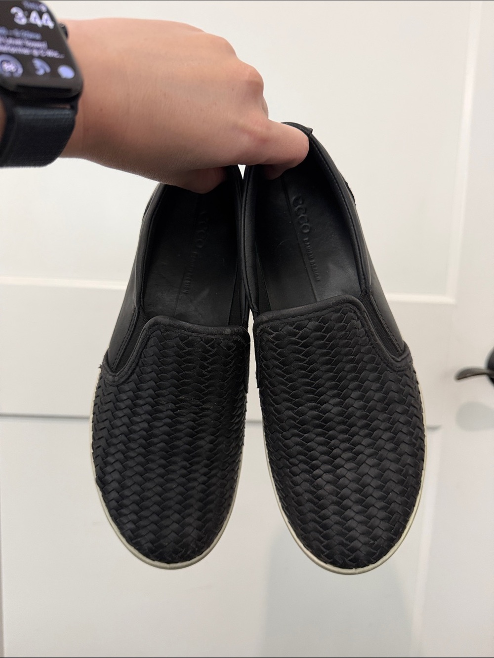 Women’s Ecco Black Woven Slip-On Size 38
